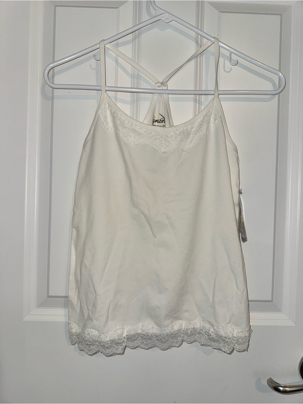 Grane White Racerback Camisole with Script Label
